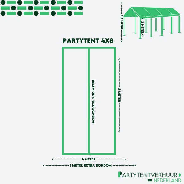 Partytent 4x8 meter Partytent 4x8 meter