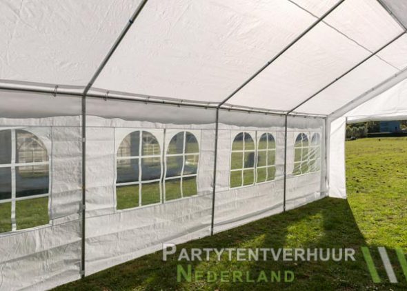 Partytent 4x8 meter binnenkant schuin huren - Partytentverhuur Leiden